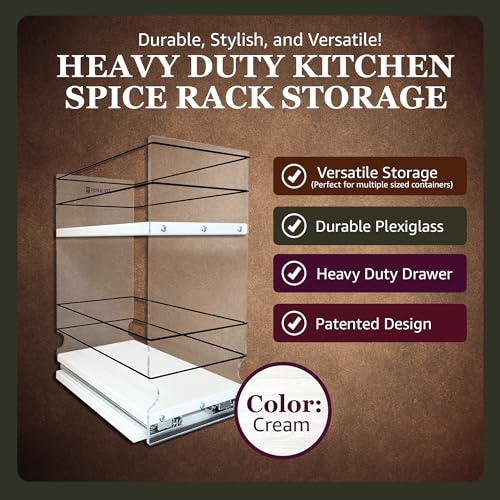 Heavy Duty Kitchen Spice Rack Storage - Pull Out Drawers For Kitchen Cabinets - Sliding Pantry Organizers - Seasoning Cabinet Pull Out Shelves - Made in USA -5.75"W x 12.25"H x 10.6"D - view 6
