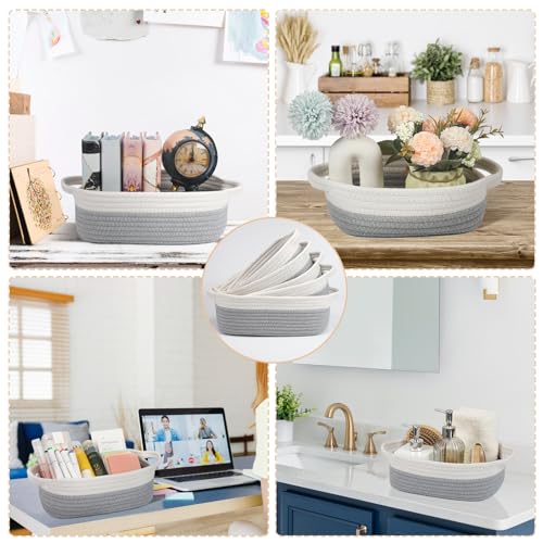 Set of 5 Woven Baskets - Rope Storage Solutions, Nursery & Organizing, Off White & Gray - view 6