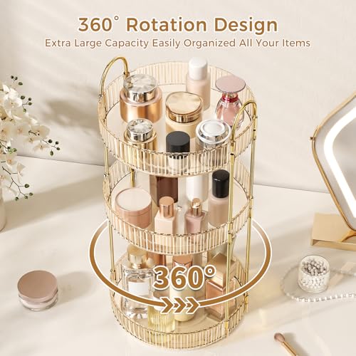 360° Rotating Makeup Organizer, Large Capacity Skincare & Cosmetics Storage - view 3