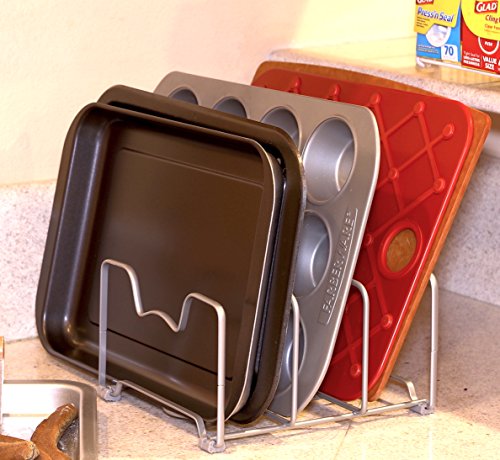 Cabinet Bakeware Organizer Rack Holder, 2 Pack, Silver - view 4