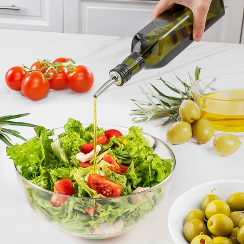17oz Olive Oil Dispenser Bottle – Glass Oil Cruet with Spout, Funnel & Pourers, Easy-Pour Decanter for Kitchen Cooking and Serving (Green) - view 4