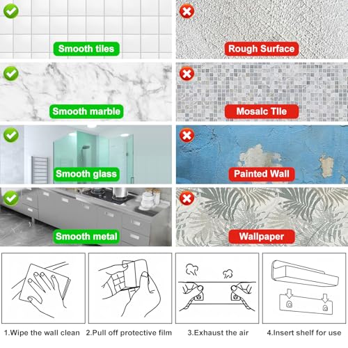 2-Pack Adhesive Shower Shelves, Acrylic Bathroom Wall Caddy, Clear - view 5