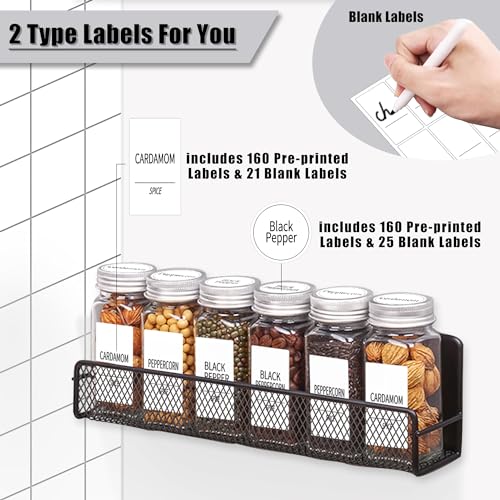 4 Pack Magnetic Spice Rack for Refrigerator, 24 Spice Jars, Labels - view 4