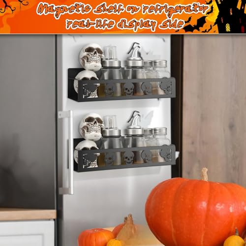 2 Pcs Magnetic Spice Rack for Refrigerator, Black Skull - view 2