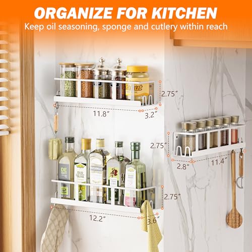 Spice Rack Wall Mounted 3 Pack,RV Spice Rack,White - view 7