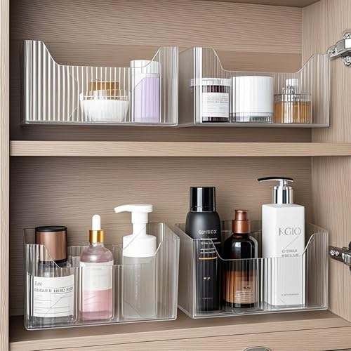 2 Pack Cabinet Door Organizer, Adhesive Wall Mounted Organizer Bins, Clear Storage Caddy, Stackable Basket for Kitchen Cabinets, Bathroom, Pantry, Office, and Tabletop Organization - view 4
