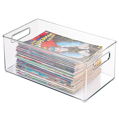 Deep Plastic Storage Organizer Container Bin, Game and Comic Organization for Cabinet, Cupboard, Playroom, Shelves, or Closet - Holds Video Games, Tablets, DVDs, Ligne Collection, Clear - view 4