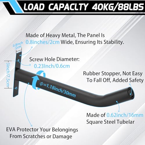 4 Pcs Tire Wall Hooks, Heavy Duty Garage Storage System, Strength Steel Tyre Rack for Car, SUV, Motorcycle Tires, Ladders & Chairs (12.2Inch) - view 6