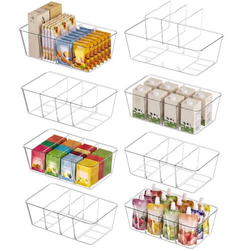8 Pack Pantry Organization and Storage Bins with Removable Dividers