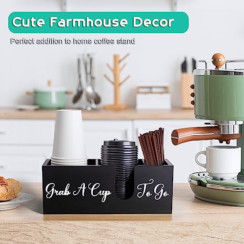 Coffee Cup Holder for Countertop - Wood Coffee Bar Accessories and Organizer - Coffe Station Organizer for Cup Lid Stirrers Pod - view 4