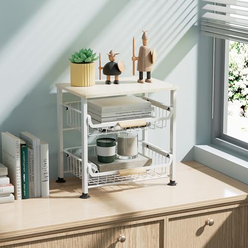 3-layer Kitchen Fruit Storage Basket Snack Rack, Countertop & Desktop Pull-out Metal Basket with Handle, Organizers - view 5