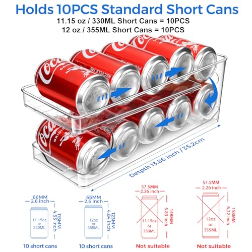 2 Packs FIFO Rolling Soda Can Organizer for Fridge, Holds 20 Cans - view 2