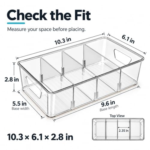 2-Pack Fridge Organizers and Storage, Snack Bins with Removable Dividers - view 2