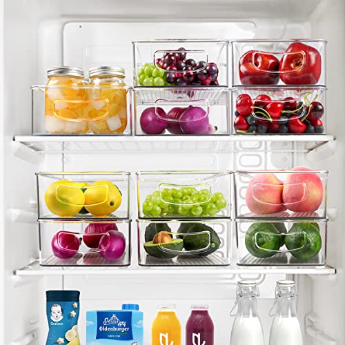 Set Of 8 Stackable Pantry Organizer Bins, Clear Plastic Storage Bins for Home Edit Fridge Cabinet Organizing Storage Containers (4 Large and 4 Medium) - view 3