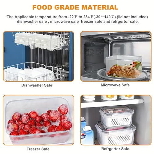 3pcs 4 in 1 Fruit Storage Containers for Fridge with Removable Colanders - view 6