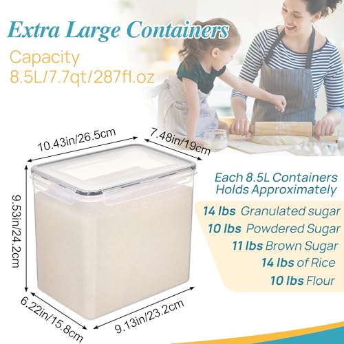 8.5L Extra Large Flour Sugar Storage Containers, 2 PCS, Black - view 2