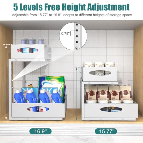 2 Pack Large Under Sink Storage Organizer, White - view 2