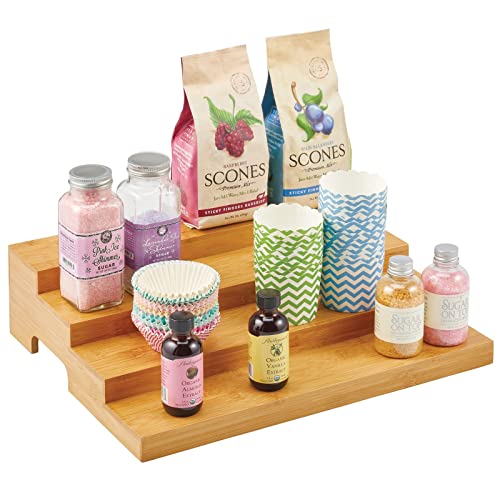 Bamboo Spice and Food Kitchen Cabinet Pantry Shelf Organizer - 4-Tier Storage - Modern Compact Caddy Rack - Holds Spices/Herb Bottles, Jars - for Shelves, Cupboards, Refrigerator - Clear - view 6