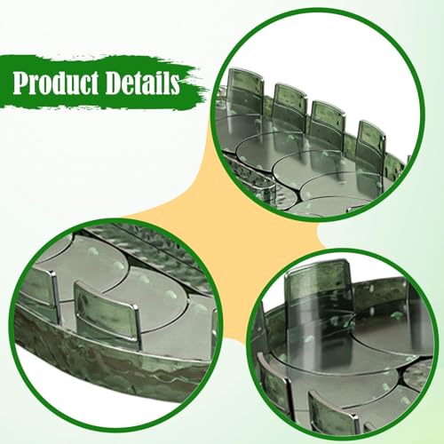 Turntable Organizer Rotating Storage Tray PET Material Anti-Slip Organizer Rotatable for Kitchen Refrigerator Pantry Beverage Storage, Green - view 2