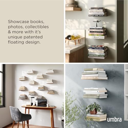 Conceal Floating Bookshelf, Metal Wall Shelf, Set of 3, Small, Silver - view 4