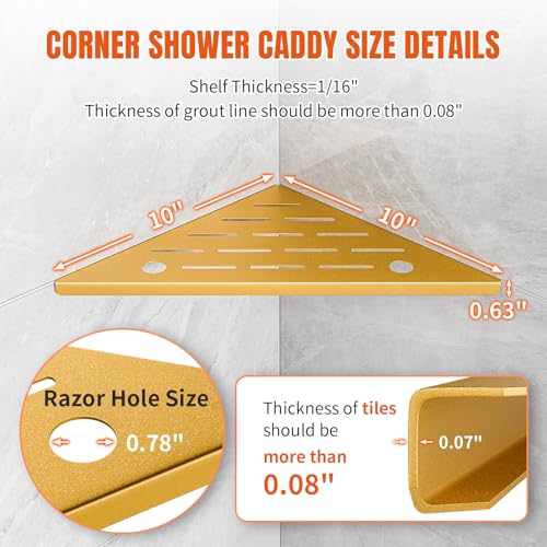 Corner Shower Shelves with Razor Hole, Modern Sturdy Shower Shelves - view 2