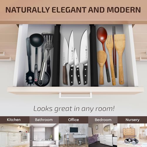 6-Pack Drawer Dividers 2.6-Inch High Dresser Organizer 16 to 22 Inch, Black - view 6