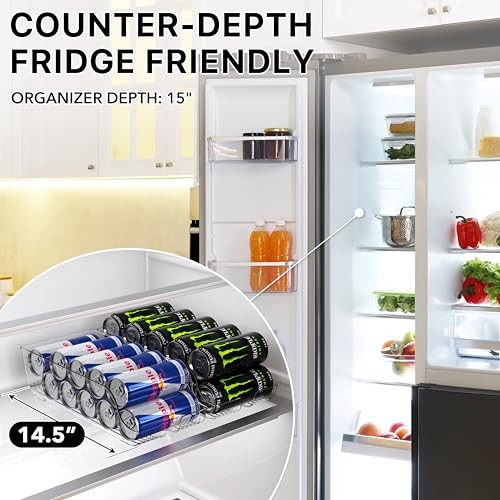 Tall Skinny Can Organizer and Dispenser for Refrigerator or Pantry, Clear, Set of 2 - view 5
