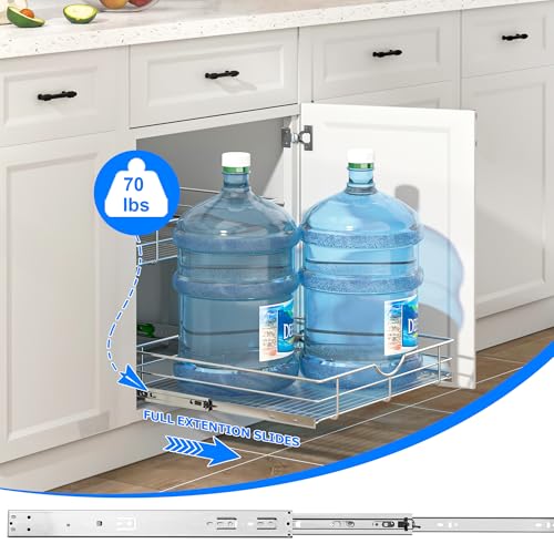 2-Tier Kitchen Cabinet Pullout Shelf and Drawer Organizer, Soft Close Pantry Pull Out Shelves, Heavy Duty Pull Out Cabinet Organizer with Shelf Liner for Kitchen Cabinets, Pantry Storage - view 6