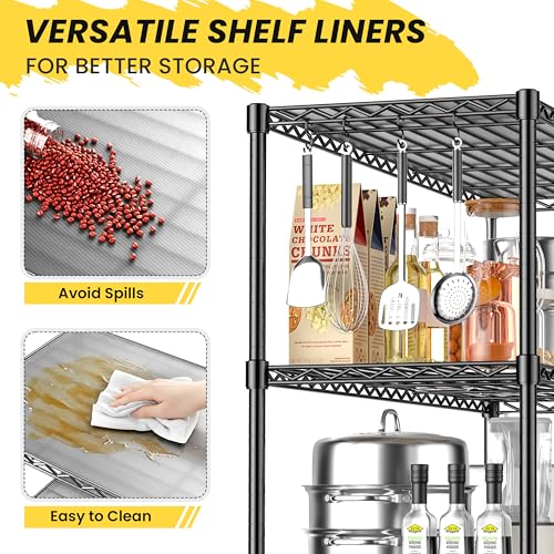 3-Tier Storage Shelves 450LBS Metal Shelving Unit, Adjustable Wire Rack Small Shelf Organizer with Shelf Liners for Kitchen Pantry Office Closet Garage 24" W x 14" D x 30.5" H Black - view 5