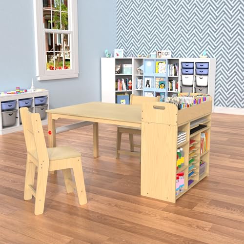 Kids Art Table and 2 Chairs with Storage, Ages 8-12, 47 x 30 Inch - view 2