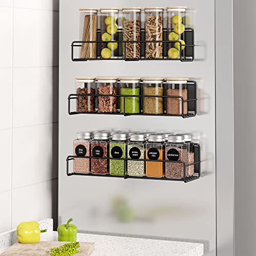 16.9 Inch Large Capacity Magnetic Spice Rack for Refrigerator Black, 4 Pack - view 5