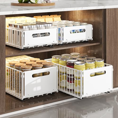 Pull Out Cabinet Organizer, White, 2Piece 9.8" W X15 D X3.9 H - view 6