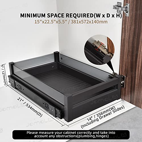 Pull Out Kitchen Cabinet Drawer Roll Out Pantry Shelves Heavy Duty Sliding Tray for Cabinet Full Extension Kitchen Cupboard Slide Out Shelves Organizer with Dividers 14 Inch Wide × 21 Inch Deep - view 6