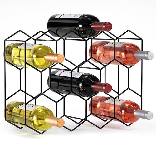 Countertop Wine Racks, Stackable Bottle Storage (14 Bottle, Black)