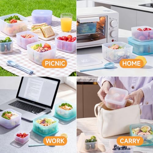 Set of 2 Reusable Silicone Containers Clear, Nesting Leak-free Silicone Food Storage Boxes, BPA Free, Airtight, Dishwasher and Freezer Safe - view 5