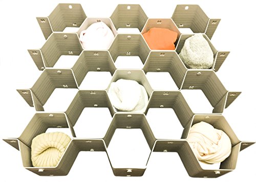 18-Compartment Honeycomb Drawer Divider Organizer - Underwear Socks Bras Ties Belts Scarves - view 3