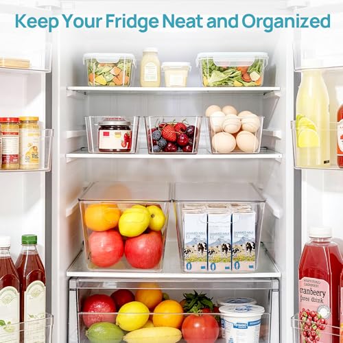 8 Pack Clear Storage Bins with Lid Set for Pantry Organizer - view 4