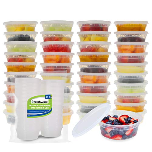 50-Set 8 oz and 36-Set 16 oz Food Storage Containers Bundle | 86 BPA-Free Plastic Deli Containers with Lids | Leakproof | Microwave/Dishwasher Safe - view 2