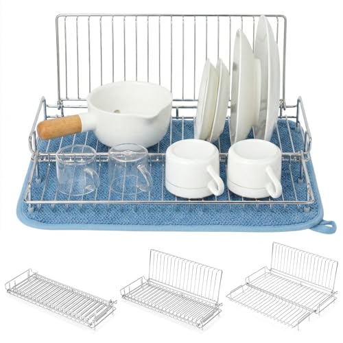 Collapsible Dish Drying Rack, Foldable Dishes Rack for RV Travel Trailer