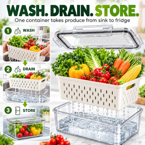 5 Pack Fruit Storage Containers for Fridge with Removable Colanders - view 4