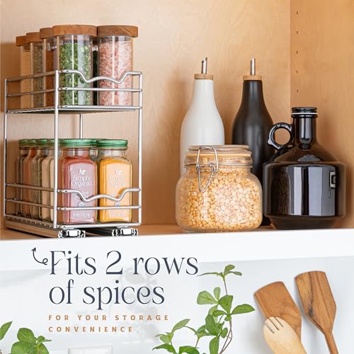 Pull Out Cabinet Organizer for Spices, Cans - Heavy Duty with Lifetime Limited Warranty- Pull Out Spice Rack- Cabinet Pull Out Shelf for Cans,Dishes, Etc, 4" Wx10-3/8 Dx8-7/8H, Silver - view 2