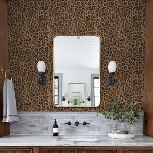 Upgraded 3D Faux Fur Leopard Print Wallpaper 17.3"x80" Removable Peel and Stick Contact Paper, Brown & Black Cheetah Animal Print, Renter Friendly Wall Decor for Bedroom, Bathroom, Closet - view 5