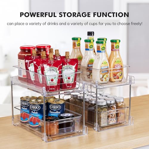 2 Pack Clear Bathroom Organizers and Storage, 2 Tier Pull Out Under Sink Cabinet Organizer Plastic Drawer Organization and Storage for Bathroom and Kitchen - view 3