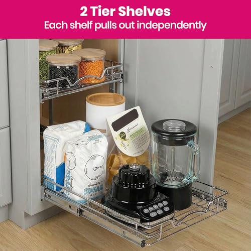 2-Tier Pull-Out Cabinet Organizer for Kitchen, 17" W x 21”D x 16.5" H - view 6