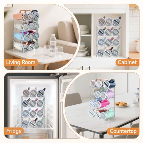 Water Bottle Organizer, Stackable Bottle Storage Rack, 4 Pack Water Bottle Holder for Kitchen Fridge Cabinet Organization and Storage, Plastic Wine Rack/Drink Bottle Holder (2 Pack - Hold 6) - view 6