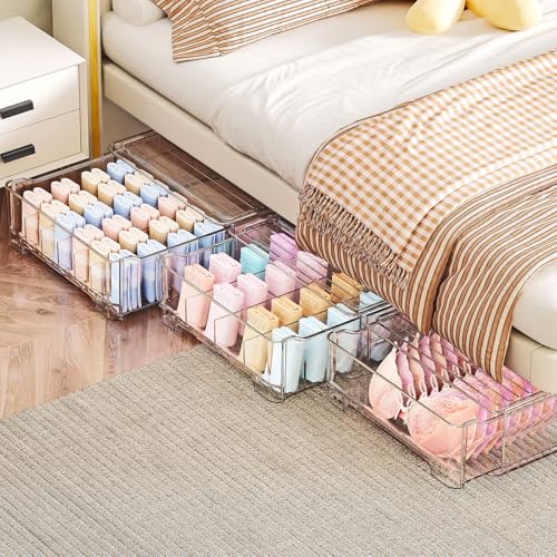 Underwear Drawer Organizer with Dividers, 24 Cell Stackable Sock Organizer for Closet, Plastic Underwear Storage Drawer for Closet, Bra Organizer for Baby Clothes, Panties, Belts, Ties, Scarf - view 4