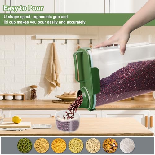 Rice Container, Airtight Rice Storage Container 10lb, Cereal Containers Storage, BPA Free Food Dispenser with Pouring Spout Handle for Flour Pasta Grain, Pet Dog Cat Bird Food Storage Container - view 2