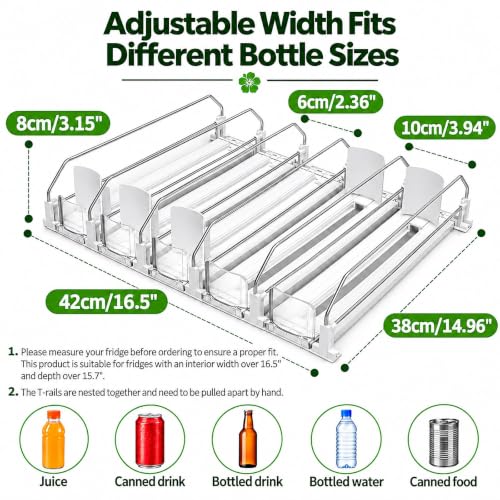 Drink Organizer for Fridge, 5 Row Automatic Adjustable Can Dispenser - view 2