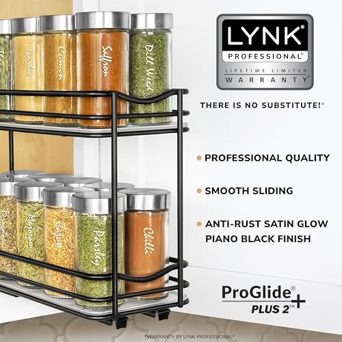 Pull Out Spice Organization for Cabinets - 4-3/8 inch Wide – Spice Rack for Inside Cabinets, Slide Out Spice Rack Organizer for cabinet – Pull Out Spice Rack, Sliding 2 Tier Black - view 2