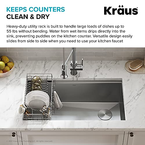 Workstation Kitchen Sink Dish Drying Rack Drainer and Utensil Holder, 17" L x 9" W, Stainless Steel, KDR-3 - view 5